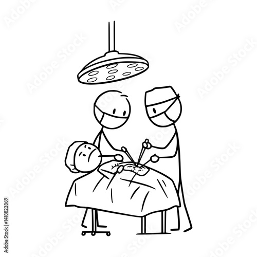 Sticky man performing surgery