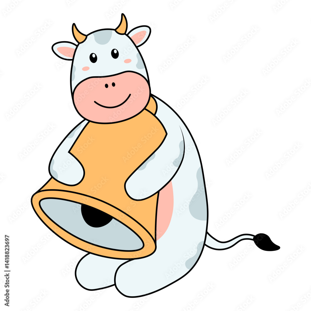 Cute Cow Illustration in Cartoon Design. Vector Character.
