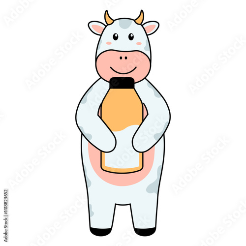 Obraz na płótnie Cute Cow Illustration in Cartoon Design. Vector Character. w salonie