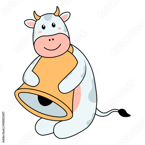 Obraz na płótnie Cute Cow Illustration in Cartoon Design. Vector Character. w salonie