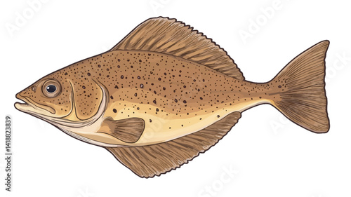 A detailed illustration of a John Dory from the side. The artwork shows the fish's characteristic flattened body shape, prominent dorsal fin, and distinctive spots.