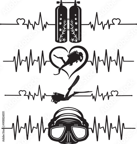 Scuba Diving Heartbeat, Underwater, Diver, Ocean Life