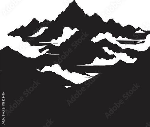Majestic Mountain Range vector illustration.