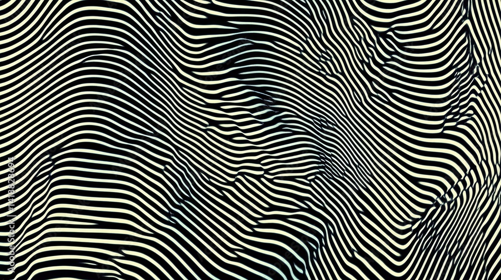 Abstract optical illusion design featuring wavy black and white stripes. Abstract optical illusion design featuring wavy black and white stripes.