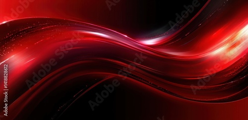 Abstract digital art with smooth flowing red and black gradients and white highlights futuristic minimalistic design glowing light effects