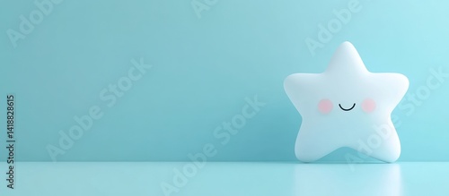 Whimsical star character on pastel blue background promoting joy and dreams