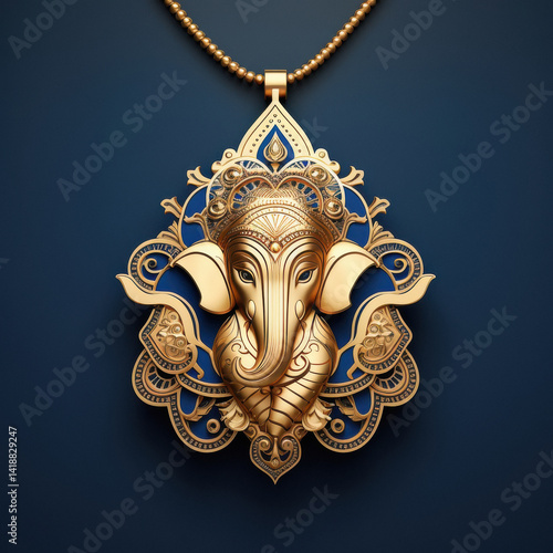 Lord ganesha face design gold pedant