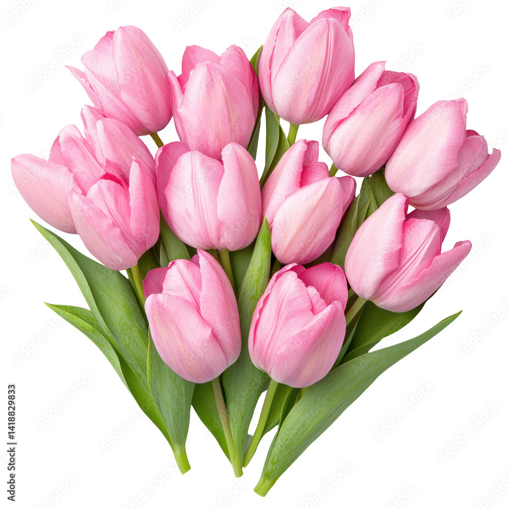 Pink Tulip Bouquet: A vibrant bouquet of pink tulips, arranged in a captivating fan shape, evokes a sense of elegance, tenderness, and spring's delightful arrival. The blossoms. Pink Tulip Bouquet: A vibrant bouquet of pink tulips, arranged in a captivating fan shape, evokes a sense of elegance, tenderness, and spring's delightful arrival. The blossoms.