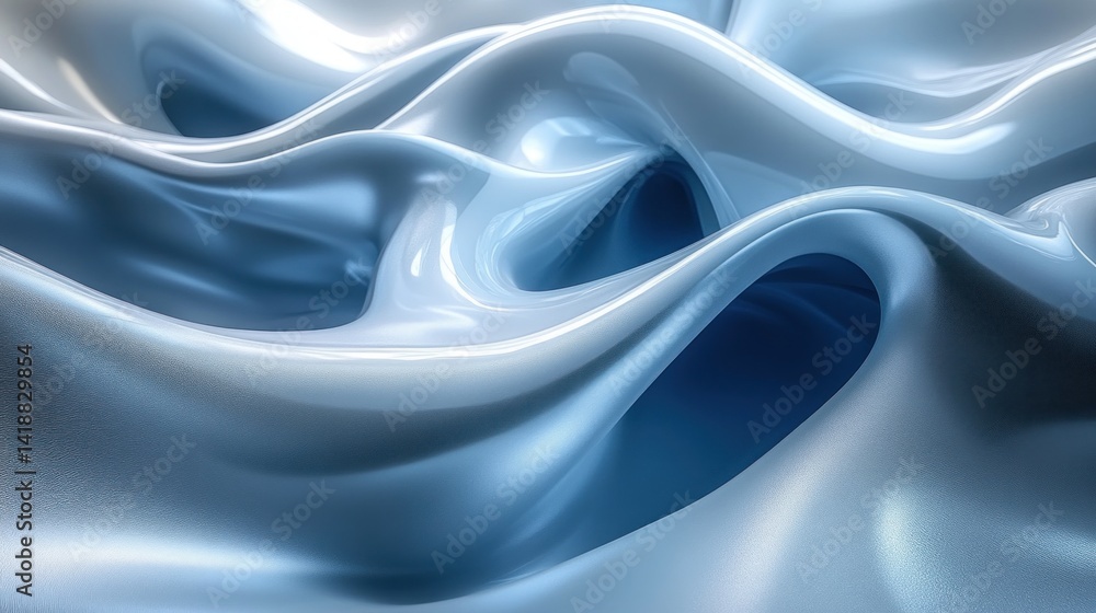 Obraz premium Abstract Blue Wave Background with Smooth Flowing Curves and Futuristic Modern Minimalism