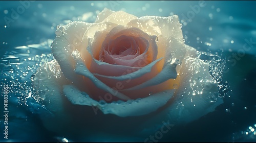 Dew-kissed rose floats serenely