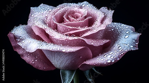Dew-kissed rose, petals unfurled