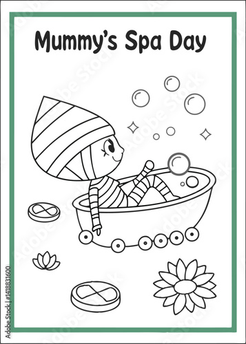 Cute Mummy Character Enjoying a Relaxing Spa Day