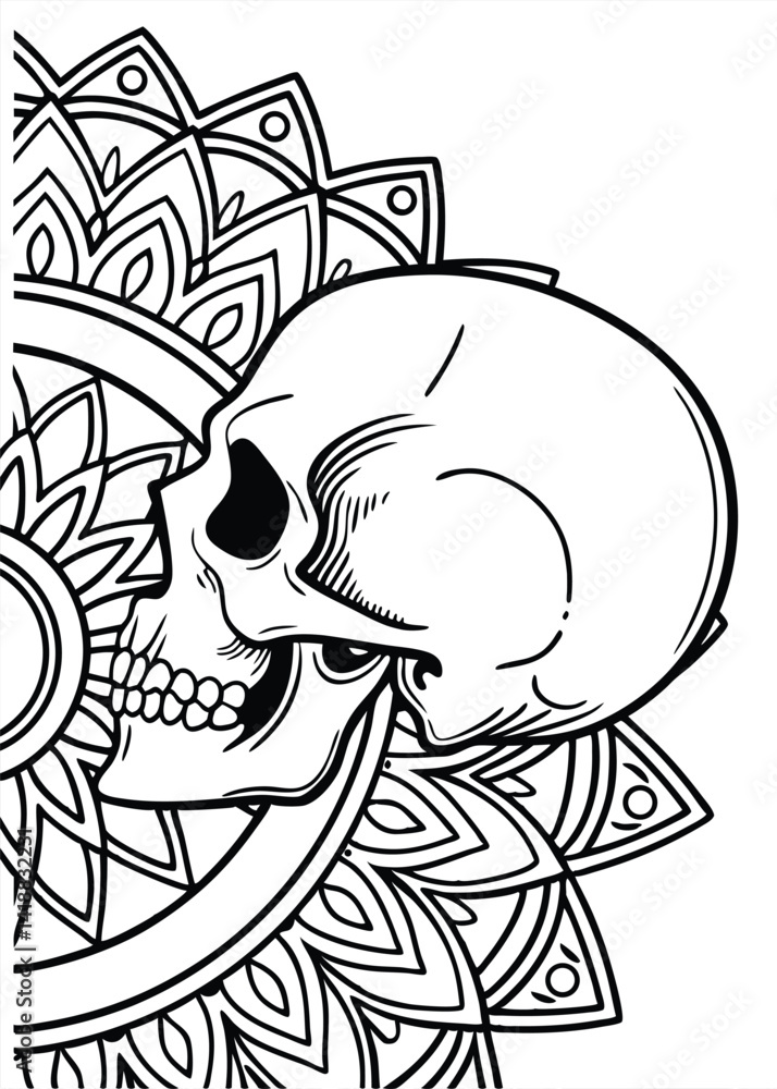 Fototapeta premium Ornate Mandala Design Featuring a Skull Illustration