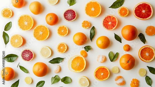 Wallpaper Mural Citrus fruits flatlay with white background. (4) Torontodigital.ca