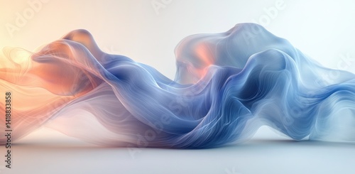 Blue Abstract Wave Background with Flowing Lines and Soft Gradient