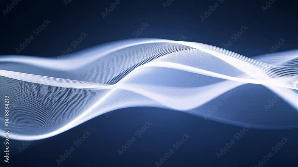 Abstract Blue Wave Patterns with Smooth Flowing Motion and Light Abstract Blue Wave Patterns with Smooth Flowing Motion and Light