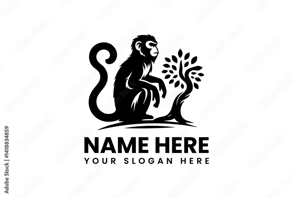Minimalist monkey face logo icon designed with premium clean lines. Animal vector concept Minimalist monkey face logo icon designed with premium clean lines. Animal vector concept