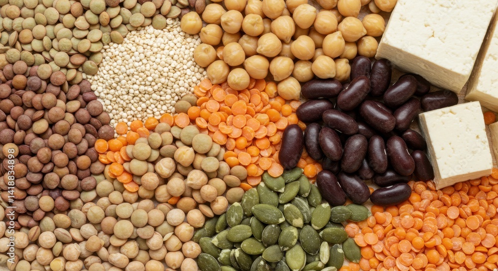 Assortment of Legumes, Pulses, and Tofu Assortment of Legumes, Pulses, and Tofu