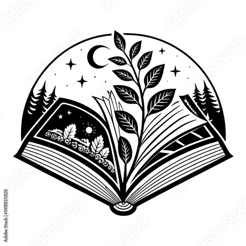 open book with black and white pages