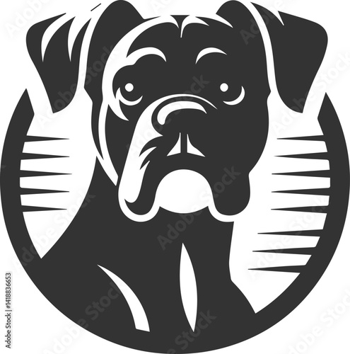 Boxer dog peeking silhouette vector