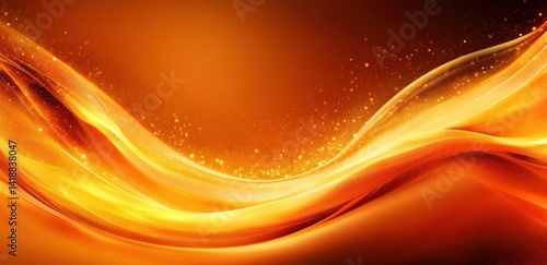 Warm Abstract Orange Background with Flowing Swirls and Light Reflections