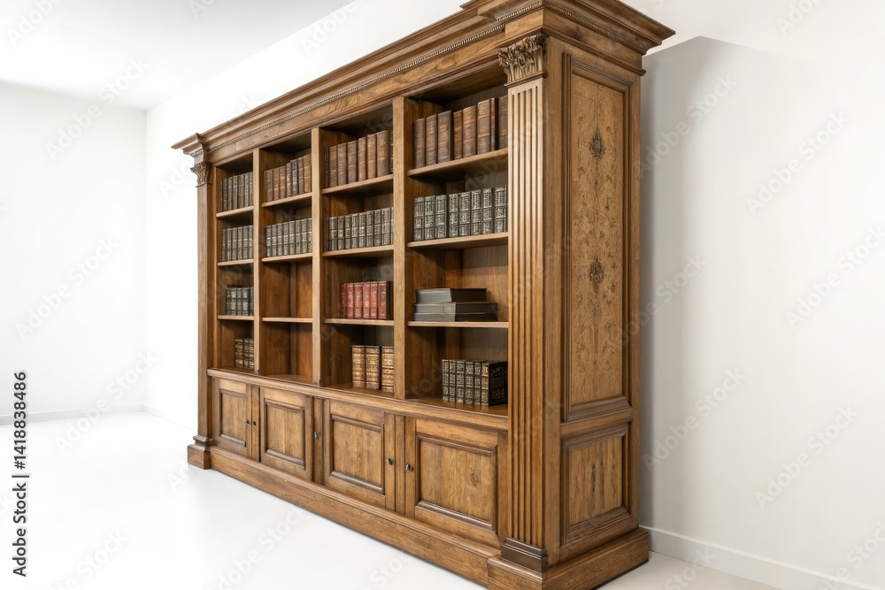 Stylish and rustic wooden bookshelves, perfect for book storage and reading room decor. Stylish and rustic wooden bookshelves, perfect for book storage and reading room decor.