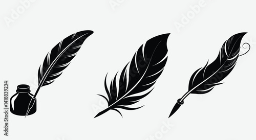 Feather icon vector, sign, symbol, logo, illustration, editable stroke, flat design style isolated on white linear