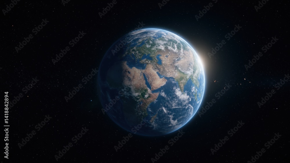 Earth from Space with Clear View of Continents, Oceans, and Cloud Patterns, Sunlight Illuminating the Planet, Ideal for Space Exploration Branding, Educational Content, and Scientific Visualization
Earth from Space with Clear View of Continents, Oceans, and Cloud Patterns, Sunlight Illuminating the Planet, Ideal for Space Exploration Branding, Educational Content, and Scientific Visualization