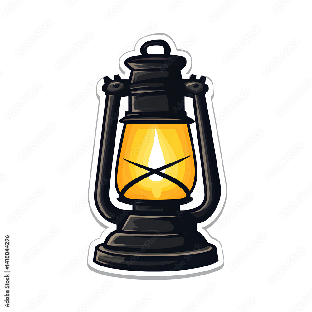  Simple lantern icon, a simple vector illustration of an antique oil lamp with a transparent background