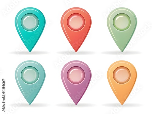Free Download Six Pastel Colored Map Location Pins Set for Navigation - GFXLoad