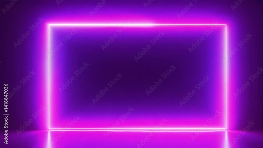 Futuristic Neon Frame with Bright Lines in Dark Background Futuristic Neon Frame with Bright Lines in Dark Background