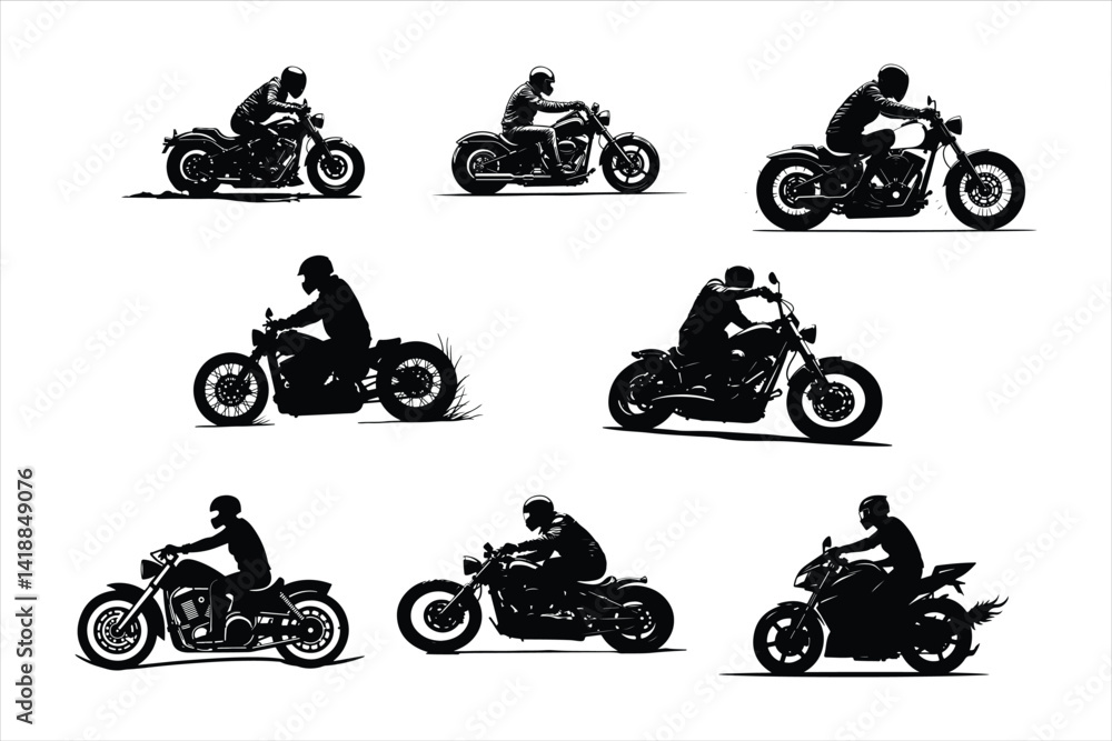 Obraz premium A man on a motorcycle silhouette with a helmet