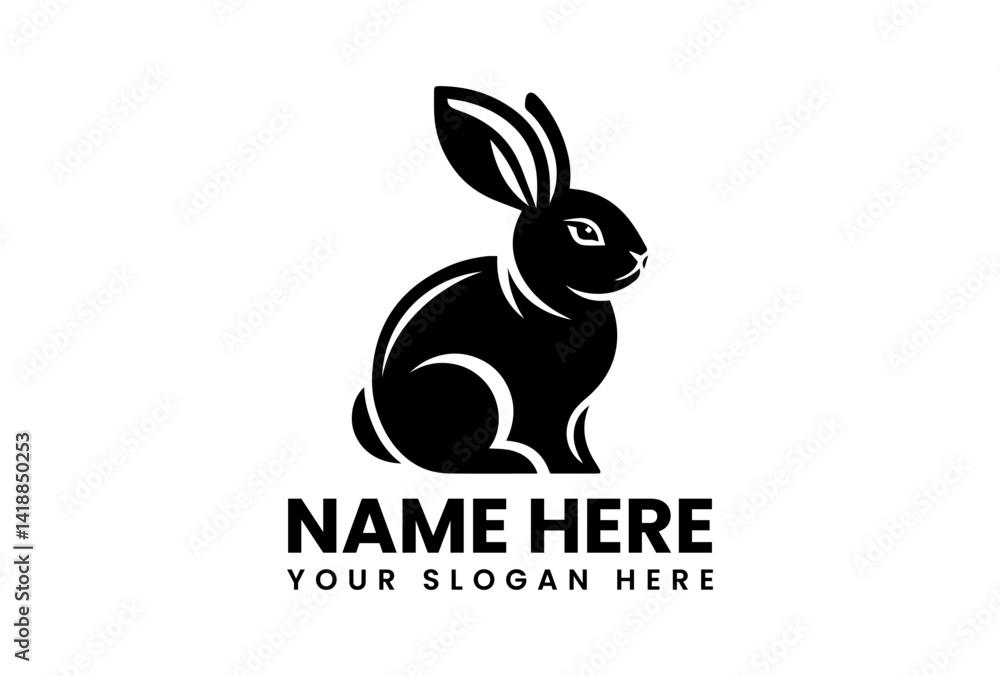 Fototapeta premium Bold Rabbit Head Graphic. Cute Animal Design