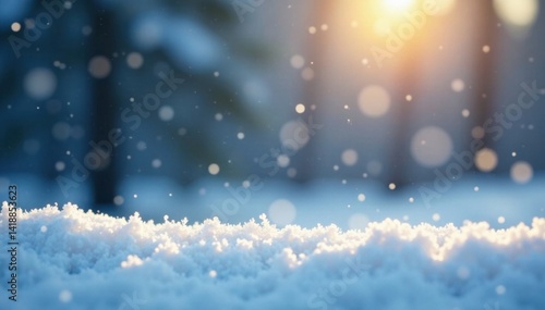 Softly falling snowflakes gently kiss the ground, cold weather, nature, frozen ground