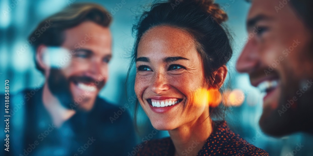Three friends share a moment of laughter and connection, their faces illuminated by joy and smiles.