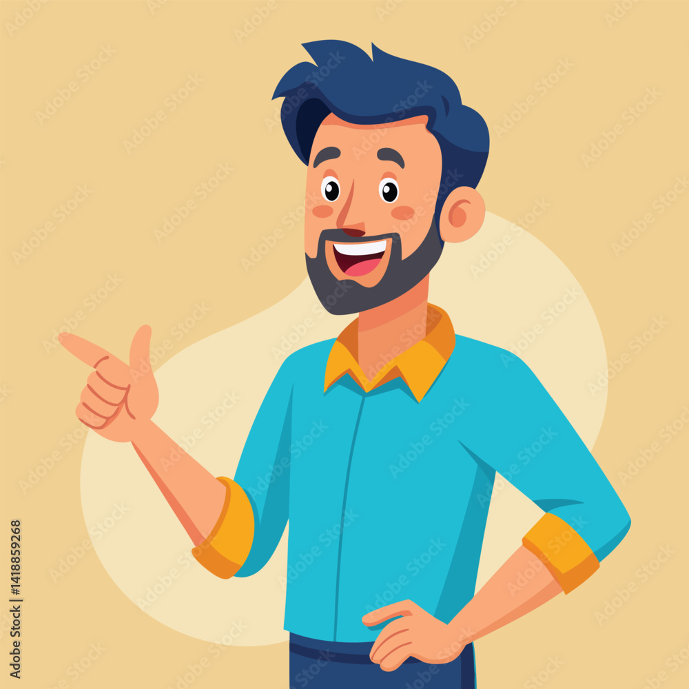 Happy man pointing into a blank copy space spot with two hands Happy man pointing into a blank copy space spot with two hands