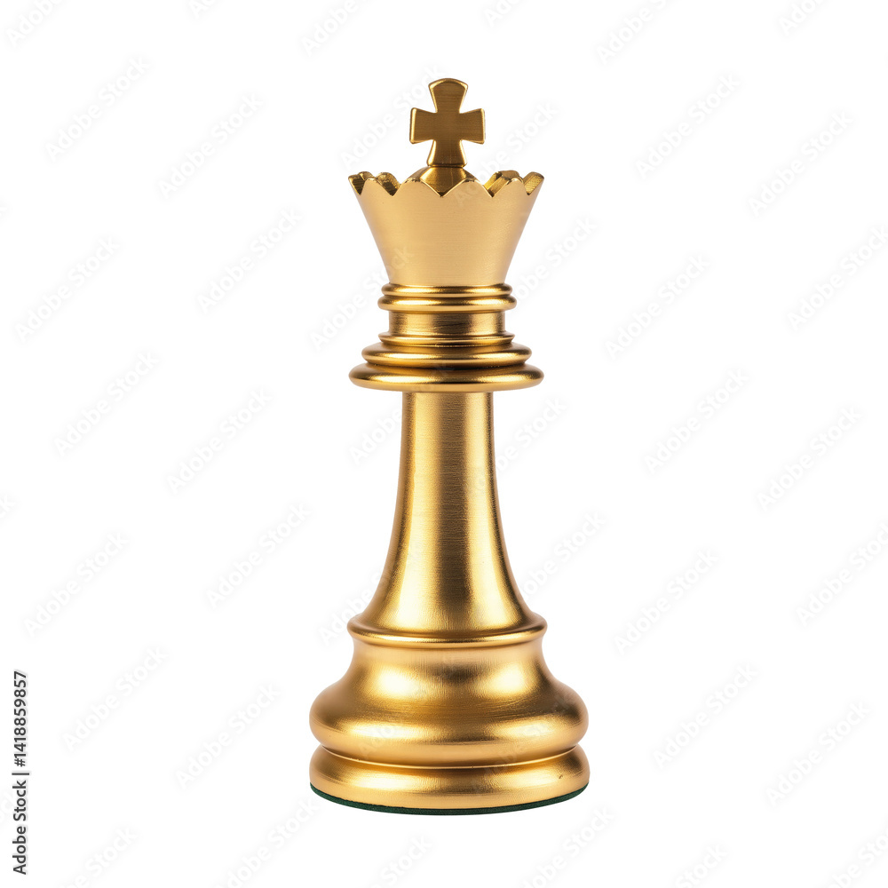 golden The king piece in the game of chess isolated on transparent white background, clipping path golden The king piece in the game of chess isolated on transparent white background, clipping path