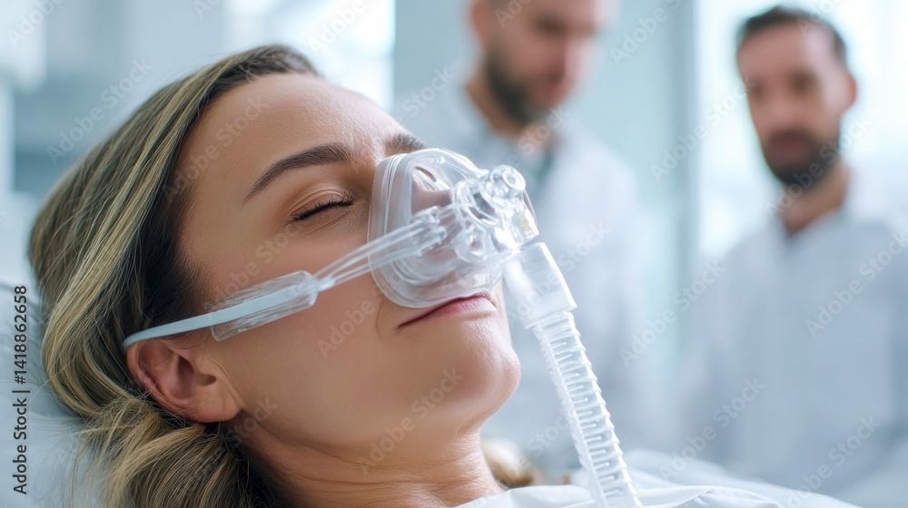 Patient receiving oxygen in a medical facility, demonstrating care and medical assistance.