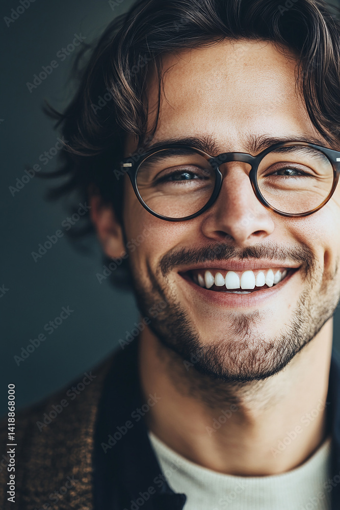 Close-up of a smiling business man, a handsome business tough guy Close-up of a smiling business man, a handsome business tough guy