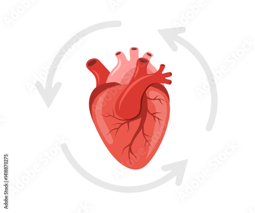 Transplant and Donate of Heart. Recycle and renovation organ. Vector illustration in flat cartoon style.