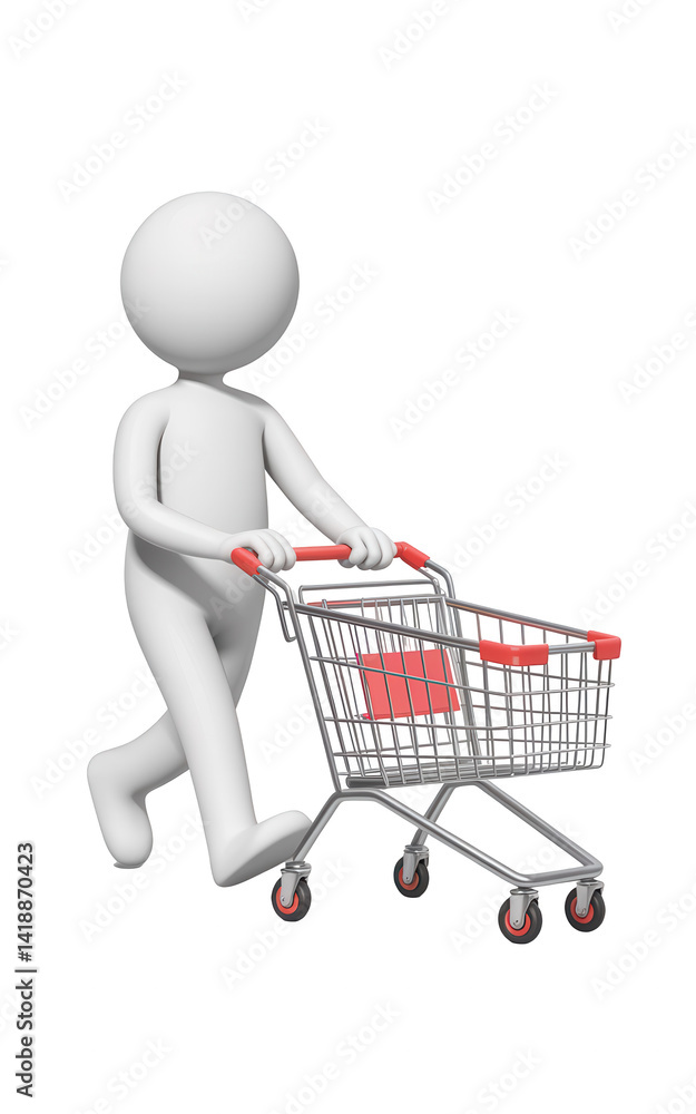 3D Mannequin Pushing Shopping Cart For Retail And Consumer Concepts 3D Mannequin Pushing Shopping Cart For Retail And Consumer Concepts