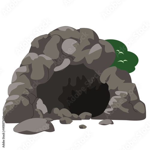  stone caves entrance in the forest and jungle
