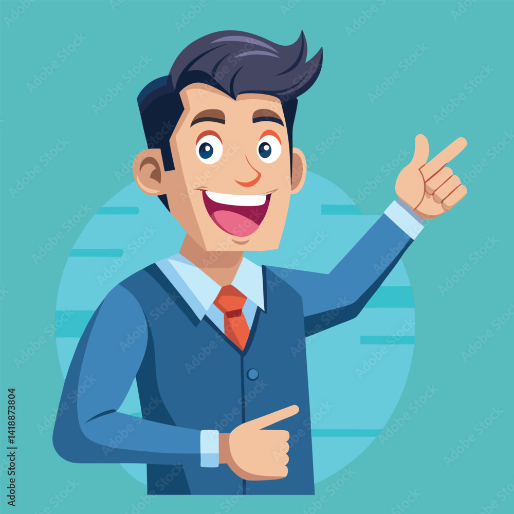 Happy man pointing into a blank copy space spot with two hands Happy man pointing into a blank copy space spot with two hands