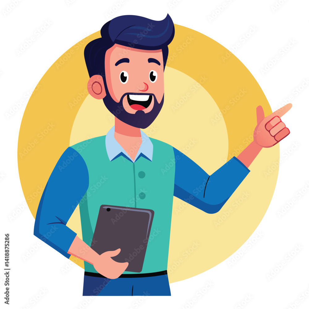 Happy man pointing into a blank copy space spot with two hands Happy man pointing into a blank copy space spot with two hands