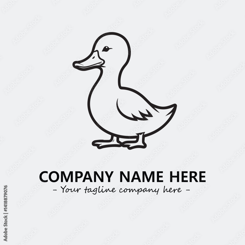 Duck illustration black and white for logo company vector image Duck illustration black and white for logo company vector image