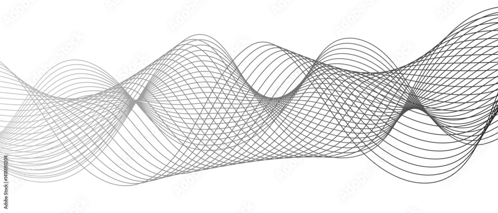 Modern wave abstract background vector background with curved shapes. Geometric design used for parallel lines pattern and Digital landscape. Flowing black and gray lines on a white background. Modern wave abstract background vector background with curved shapes. Geometric design used for parallel lines pattern and Digital landscape. Flowing black and gray lines on a white background.