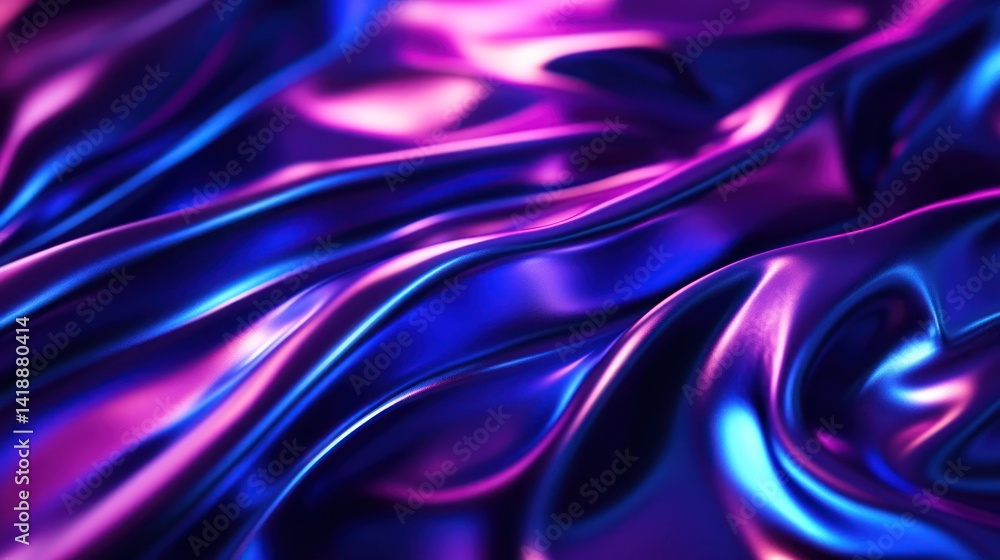 Fototapeta premium Vibrant, flowing, iridescent fabric folds