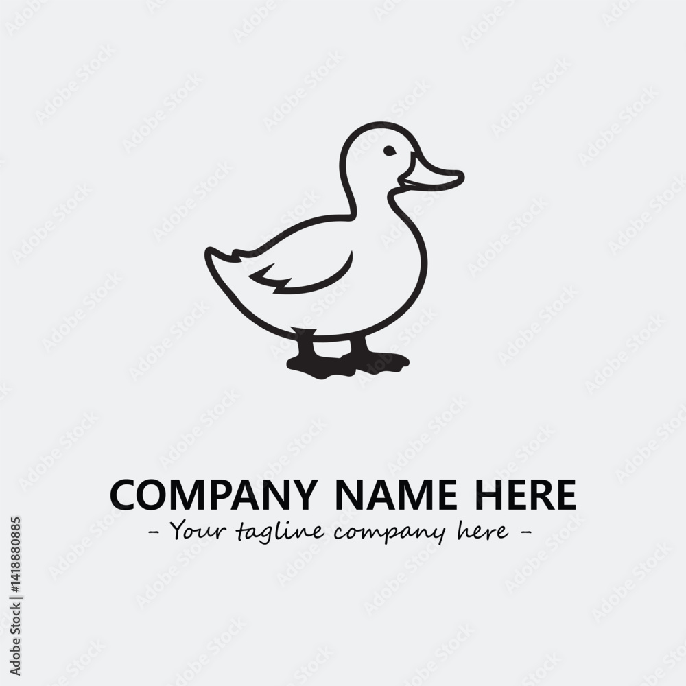 Duck illustration black and white for logo company vector image Duck illustration black and white for logo company vector image