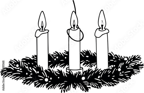 Silhouette of a flying advent wreath candles isolated