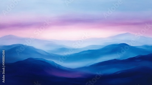 Misty Blue Mountains at Dawn